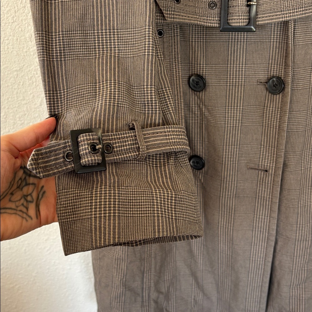 90s dogtooth Trench Coat‎ - Picture 9 of 11